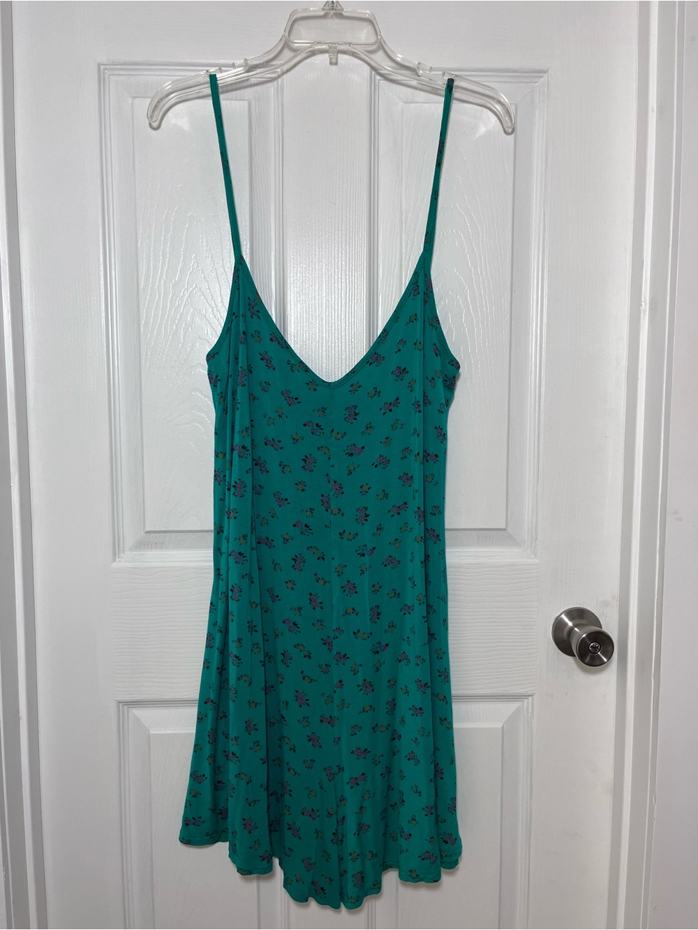 Boohoo Teal Floral Spaghetti Strap Romper